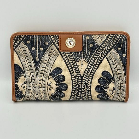 Spartina 449 Ashley River Daufuskie‎ Island Snap Wallet Linen Leather Blue Coast - Picture 1 of 7